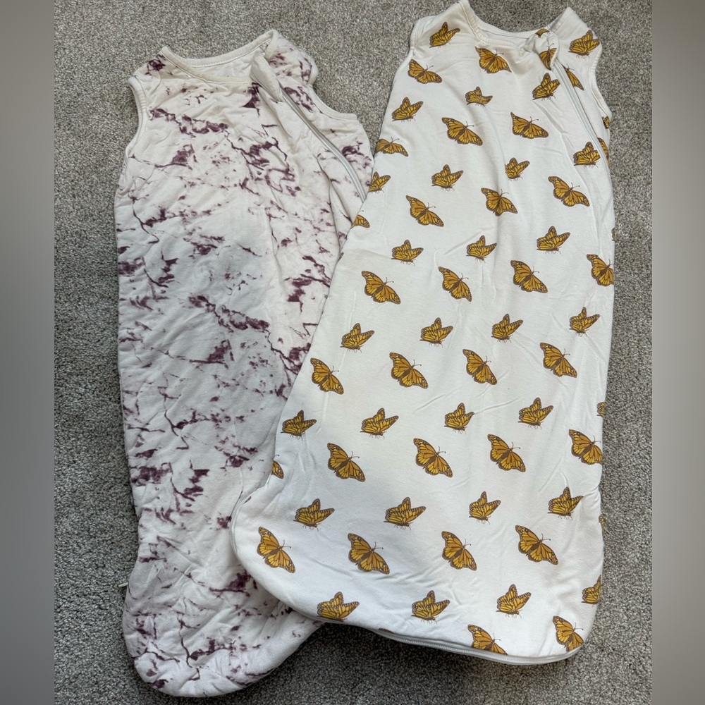 Kyte BABY Small Sleep Sacks: Purple Marble and Yellow Monarch Butterflies